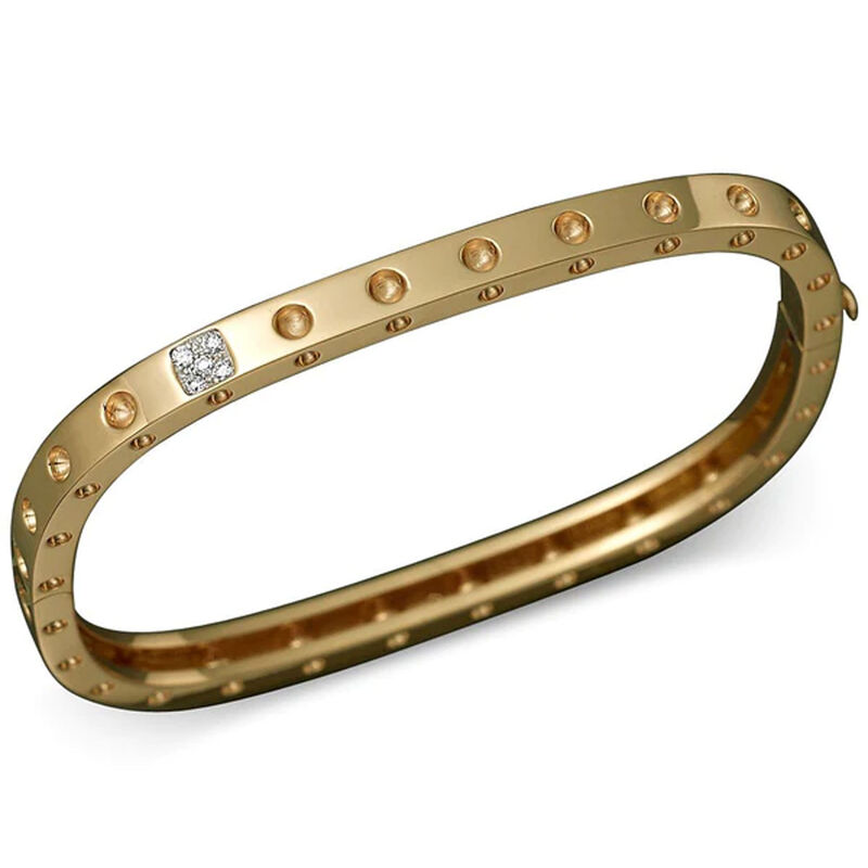 Roberto Coin Pois Moi Diamond Accent Square Bangle 18K Gold, 7 Inches image number 1