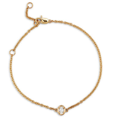 Oval Cut Diamond Bracelet, 14K Yellow Gold