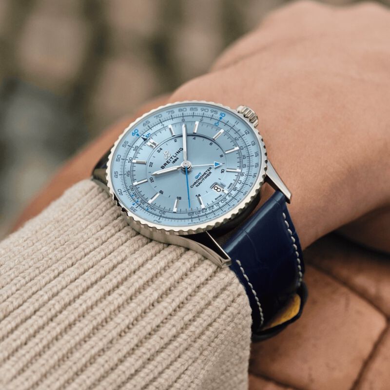 Breitling Navitimer Automatic Ice Blue Dial Alligator Strap Watch, 41mm image number 4