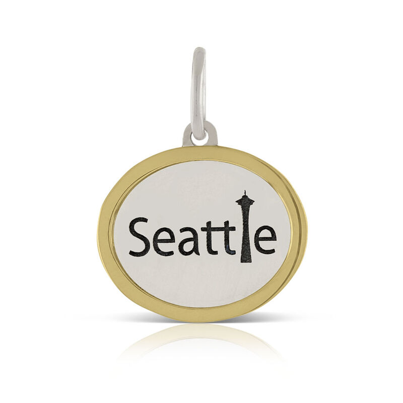 Seattle Space Needle Charm / Pendant, Silver & 14K image number 0