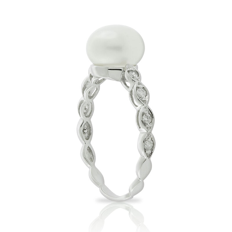 Cultured Freshwater Pearl & Diamond Ring 14K image number 2