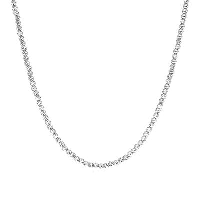 Platinum Born Adjustable Diamond Cut Bead Station Necklace