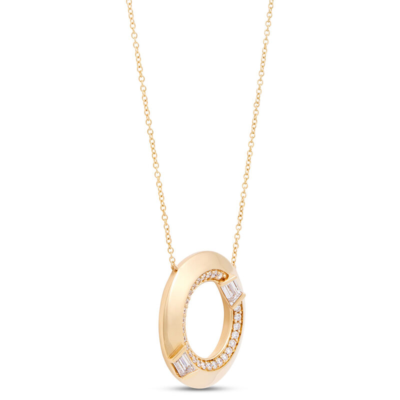 Open Center Circle Pendant with Diamonds, 1 Carat, 14K Yellow Gold image number 2