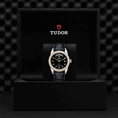 TUDOR Glamour Date+Day Watch Steel Case Black Dial with Diamonds, 39mm