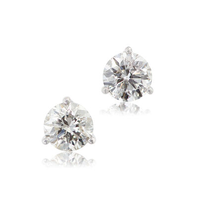 Classic Round Diamond Studs, 1 Carat Total Weight, in 14K White Gold