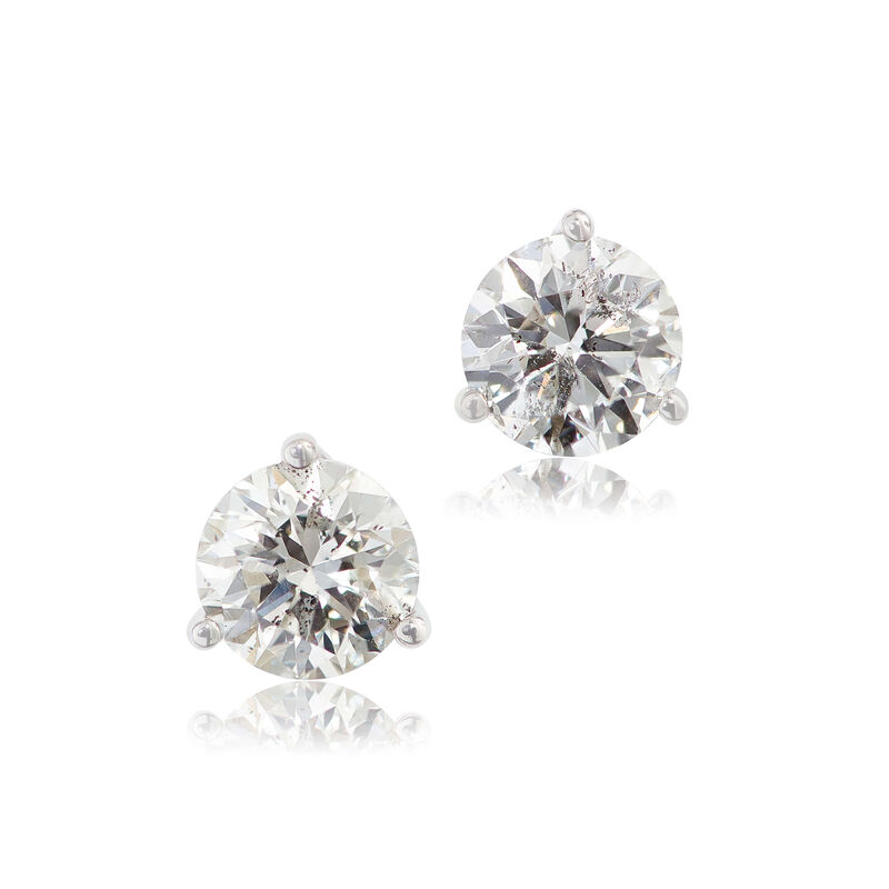 Diamond Solitaire Stud Earrings, 14K White Gold 1 ctw. image number 0
