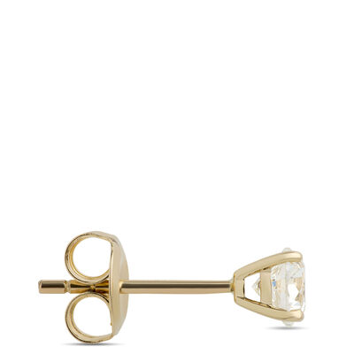 Classic Round Diamond Studs, 1 Carat, in 14K Yellow Gold