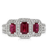 Ruby & Diamond 3-Stone Ring 14K