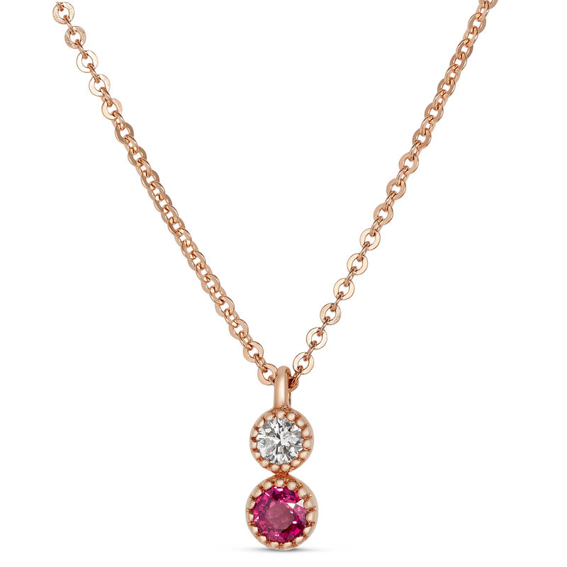 Ruby and Diamond Pendant, 14K Rose Gold image number 0