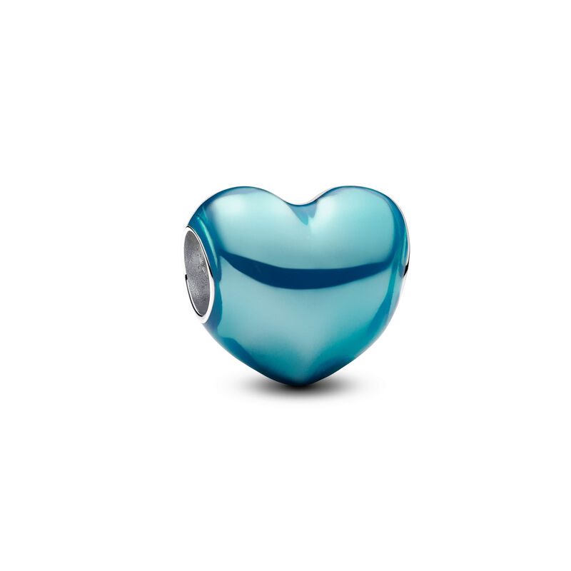 Pandora Metallic Sky-Blue Heart Charm image number 0