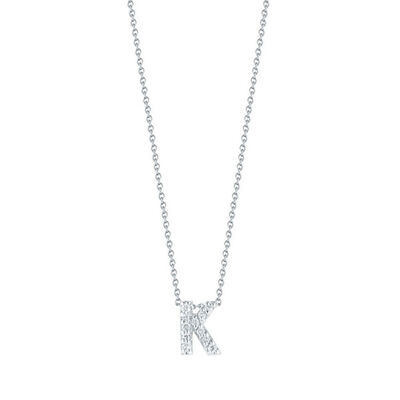 Roberto Coin 18k White Gold Tiny Treasures Diamond Love Letter “K” Necklace