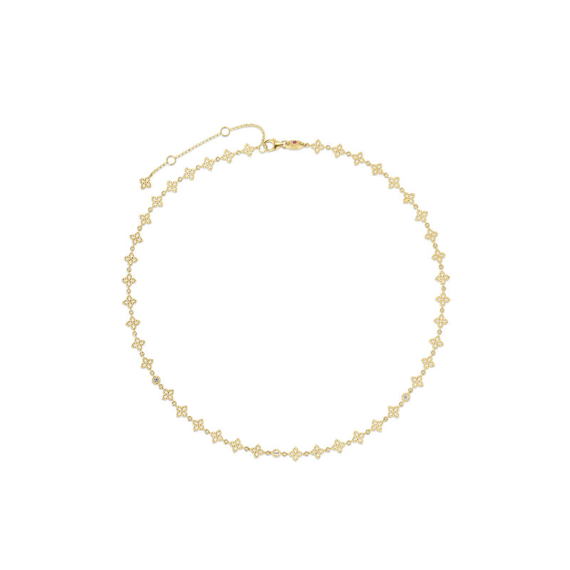Roberto Coin 18K Yellow Gold Principessa Diamond And Flower Link Necklace image number 0