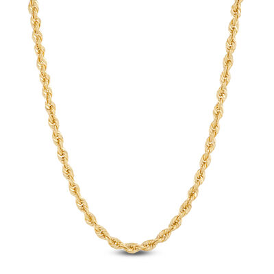 Bold Hollow Rope Link Necklace, 14K Yellow Gold