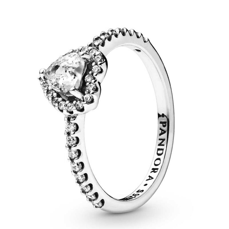 Pandora Sparkling Elevated Heart CZ Ring image number 0