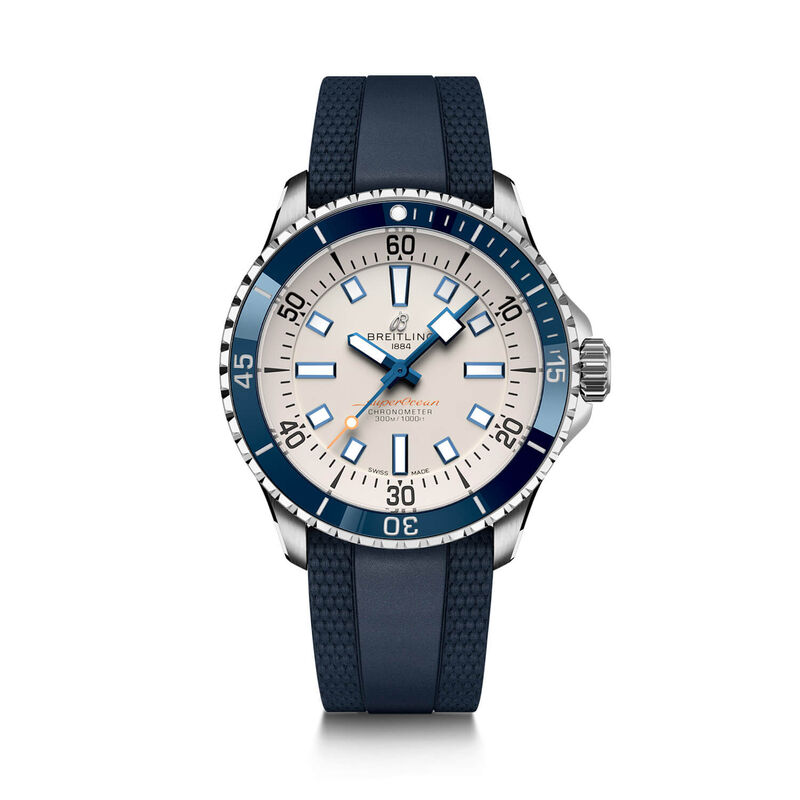 Breitling Superocean Automatic 42 Watch Steel Case Silver Dial Blue Strap, 42mm image number 1