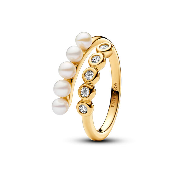 Pandora Treated Freshwater Cultured Pearls & Stones Open Ring