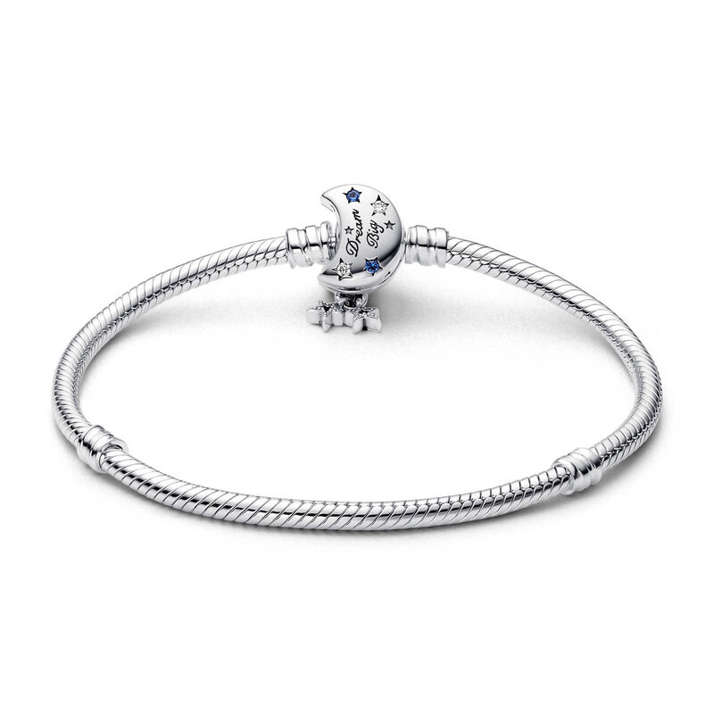 Pandora Moments Sparkling Moon Clasp Snake Chain Bracelet image number 1