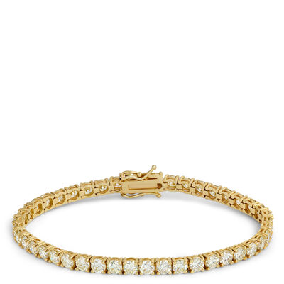 Classic Round Diamond Tennis Bracelet, 9 Carat Total Weight, 14K Yellow Gold