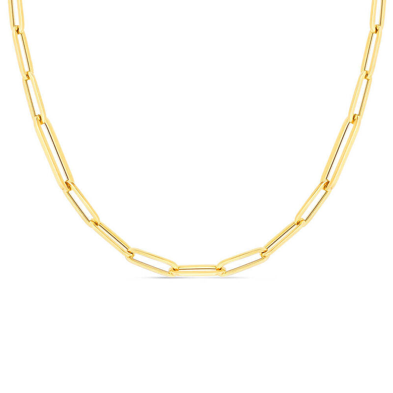 Roberto Coin Designer Gold Alternating Paperclip Necklace 18K image number 3