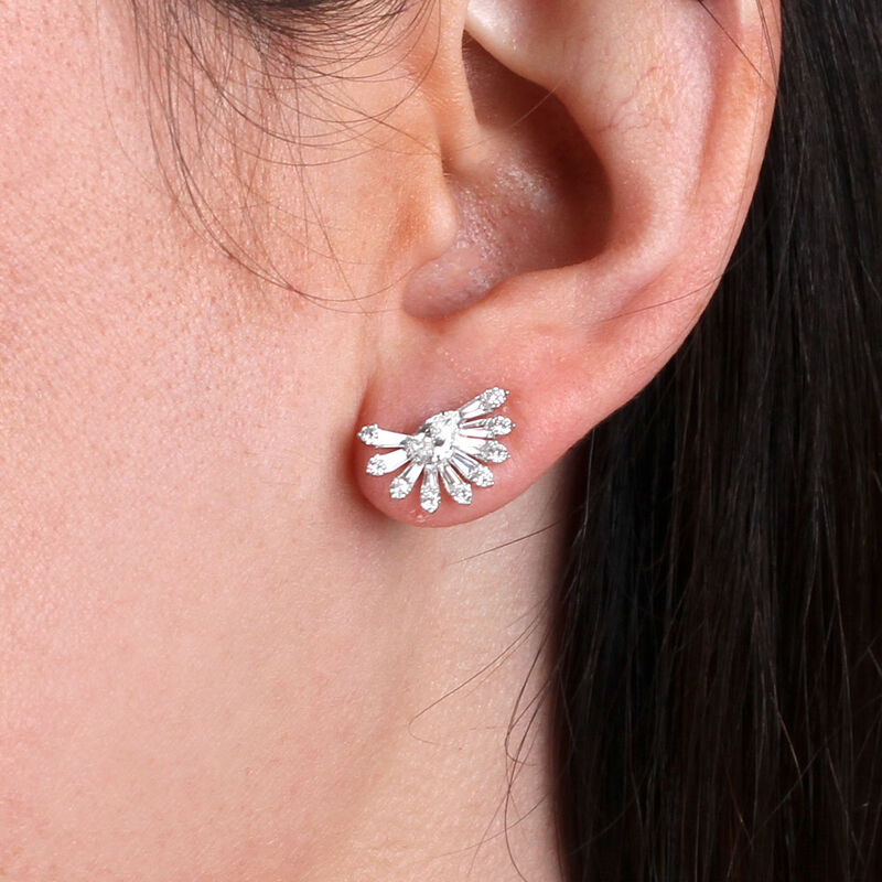 Diamond Fan Earrings 14K image number 2