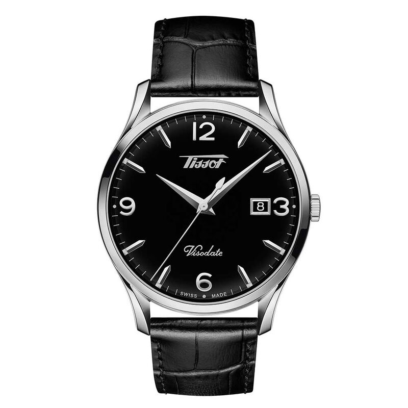 Tissot Heritage Visodate Black Dial Leather Watch, 40mm image number 0