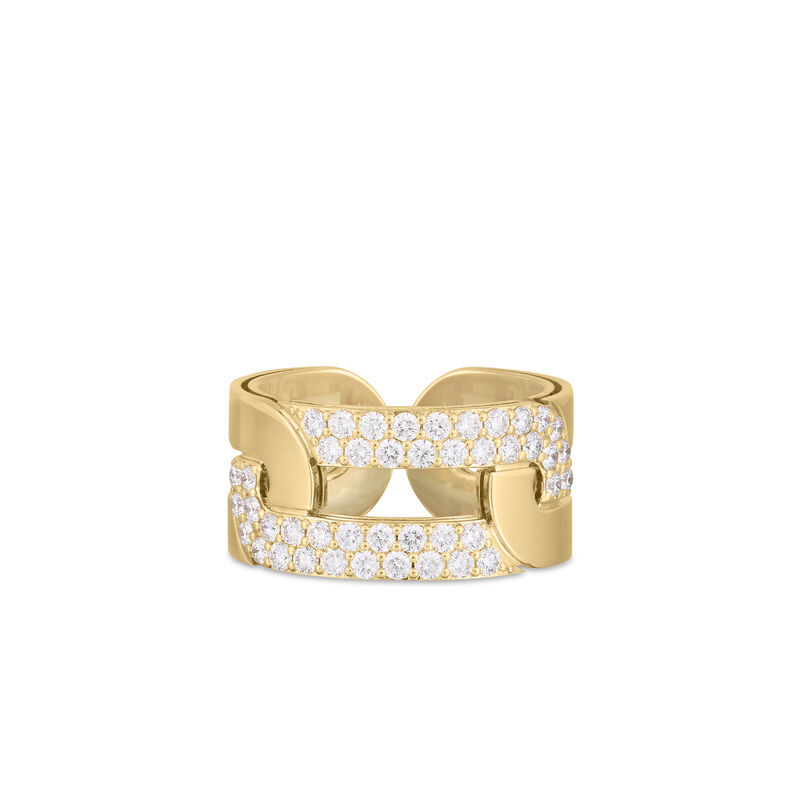 Roberto Coin Navarra Diamond Link Wide Ring 18K Yellow Gold, Ring Size 6.5 image number 0