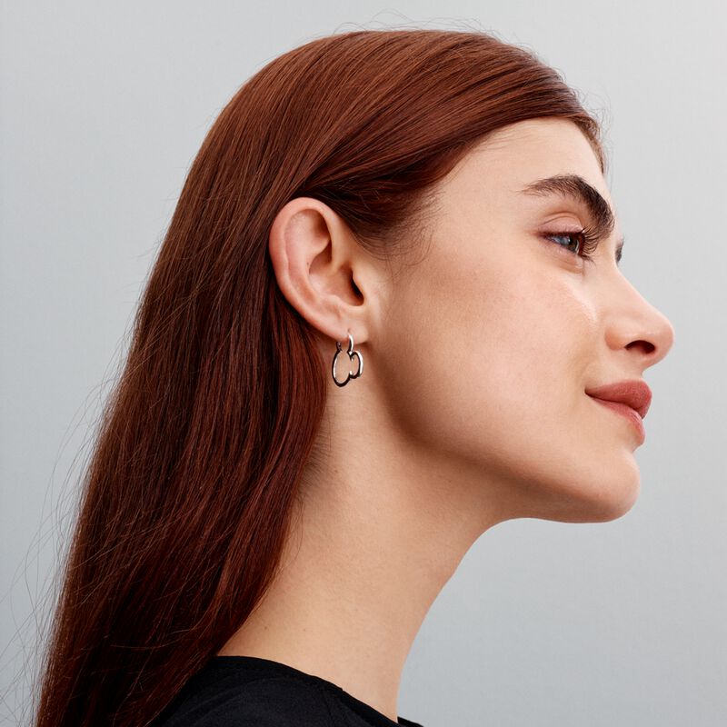 Pandora Disney Mickey Mouse Silhouette Hoop Earrings image number 1