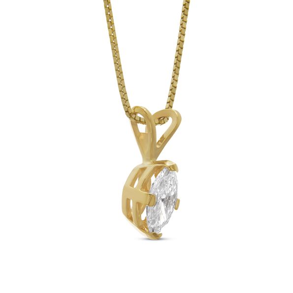Marquise Solitaire Diamond Pendant, 14K Yellow Gold