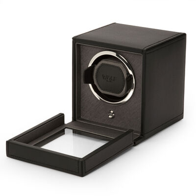 WOLF Cub Single Watch Winder With Cover, Black
