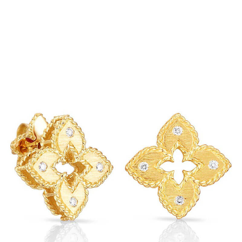ROBERTO COIN 18K Yellow Gold Venetian Princess Diamond Flower &