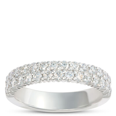 Platinum Two Row Diamond Band Size 6.5