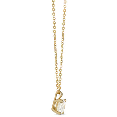 Classic Round Diamond Pendant, ⅔ Carat Total Weight, 14K Yellow Gold