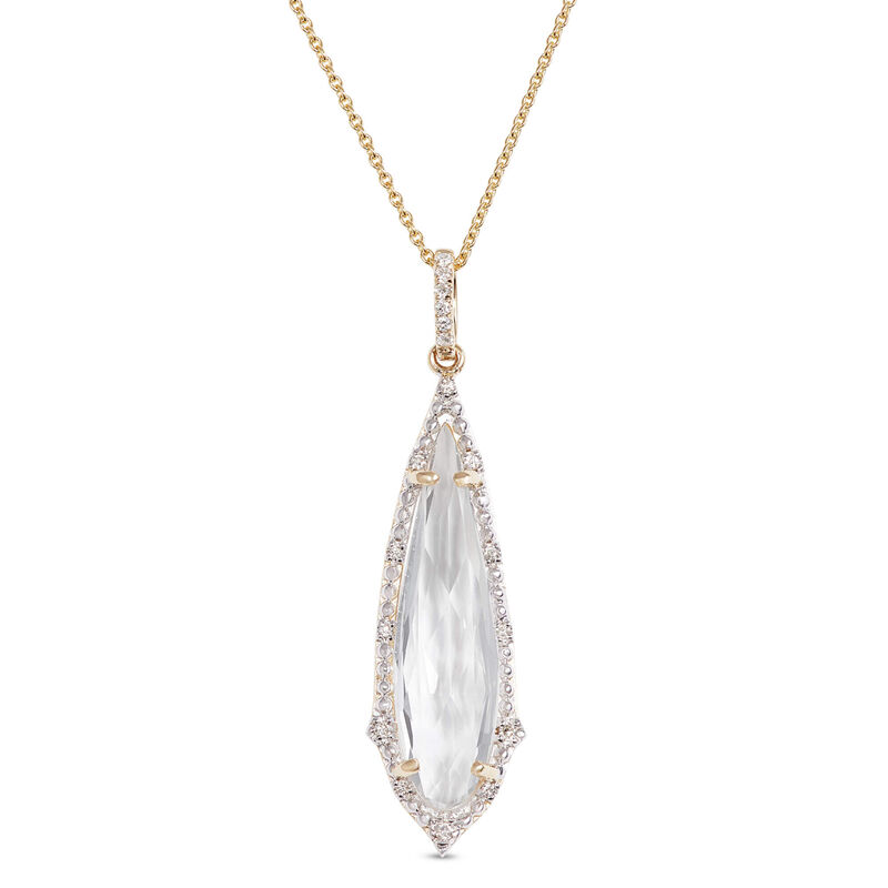 Fancy White Topaz Pendant Necklace, 14K Yellow Gold image number 0