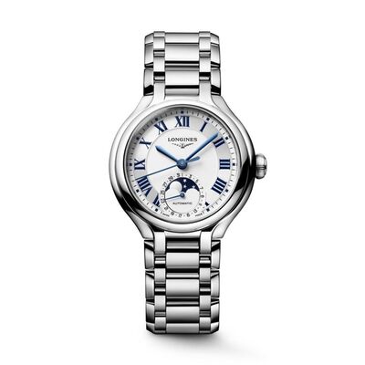 Longines Primaluna Moonphase White Dial Watch, 34mm