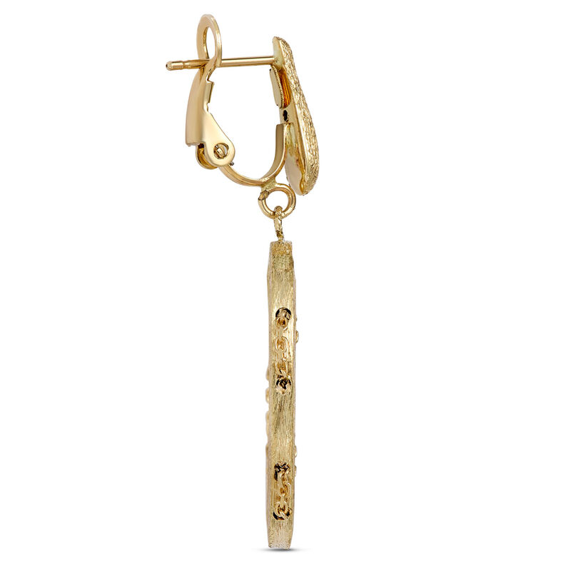 Toscano Oval Dangle Earrings, Chainlink Center, 14K Yellow Gold image number 1
