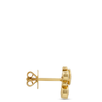 Classic Bezel Set Round Diamond Cluster Earrings, &frac34; Carat Total Weight, 14K Yellow Gold