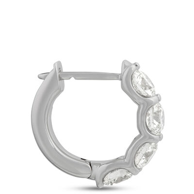 Round Diamond Huggie Hoops, 2 &frac12; Carat Total Weight, 18K White Gold
