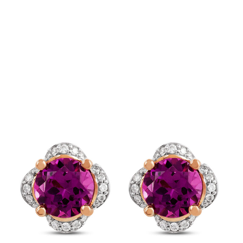 Purple Garnet and Diamond Earrings, 14K Rose Gold image number 0