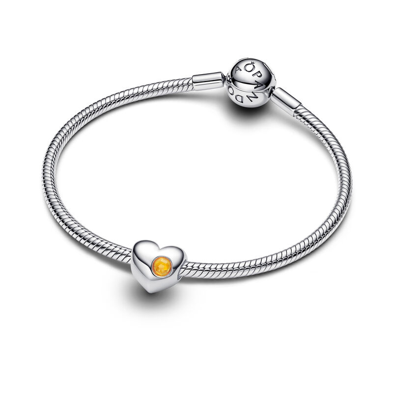 Pandora Engravable Honey Stone Heart Charm image number 1