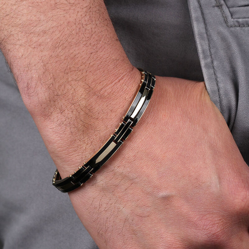 Toscano Black Sectioned Resin Bracelet, 8.5", 14K image number 1
