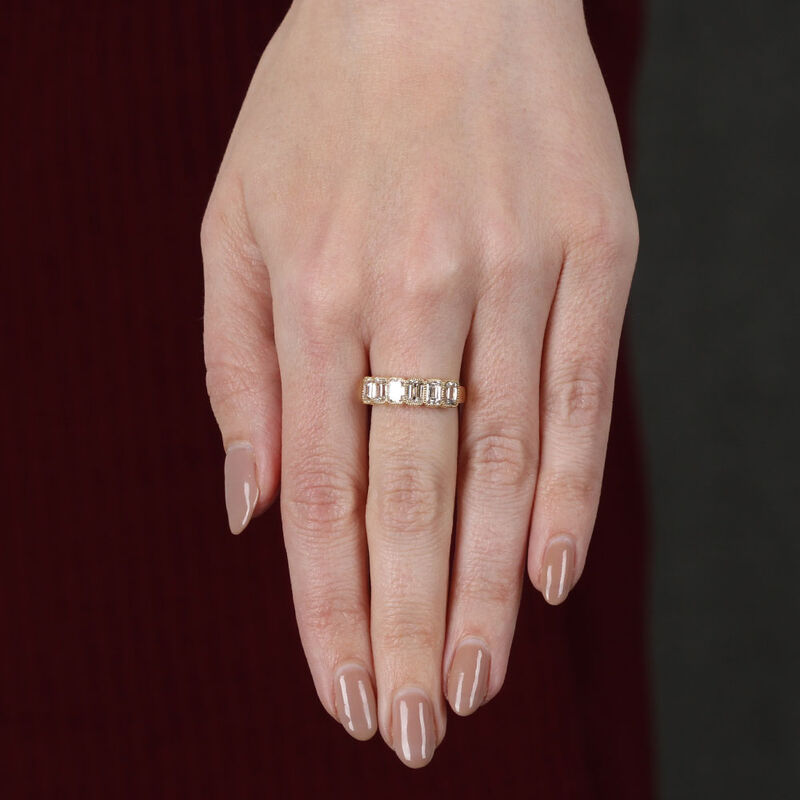 Bezel Set Emerald Cut Diamond Ring 14K image number 1