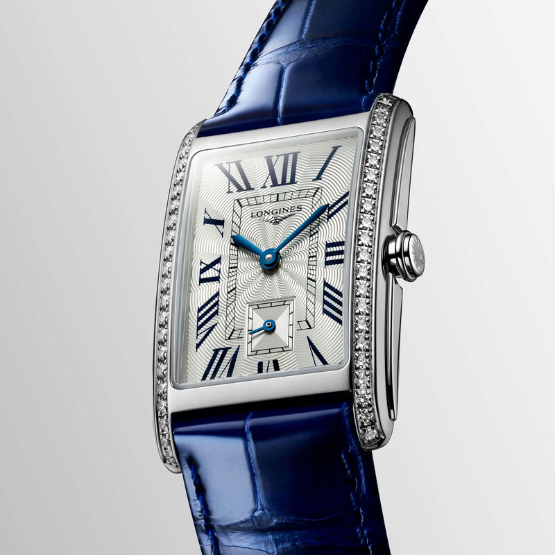Longines DolceVita Diamond Blue Leather Quartz Watch, 23.3 x 37mm image number 2
