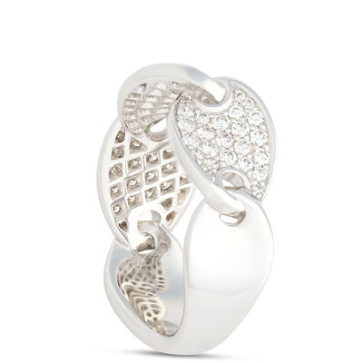 Oval Links Pave Diamond Ring, ⅔ Total Carat Weight, 14K White Gold