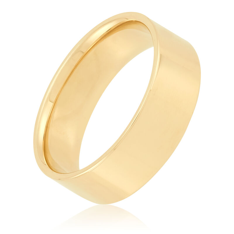 Yellow Gold Polished Pipe Comfort Fit 7mm Band 18K image number 0