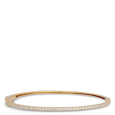 Round Diamond Bangle, 14K Yellow Gold