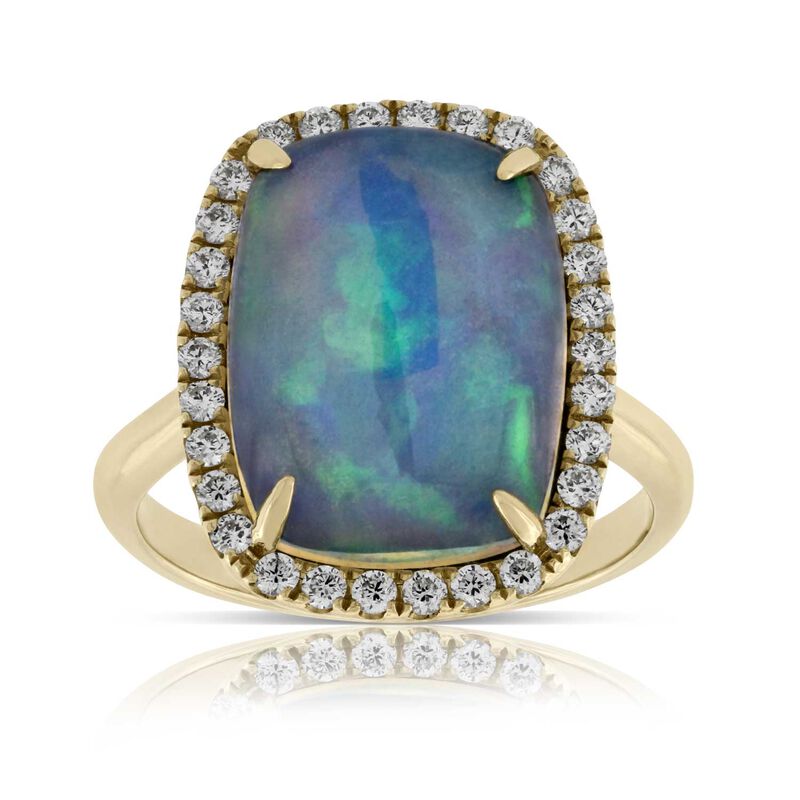 Opal & Diamond Halo Ring 14K image number 0