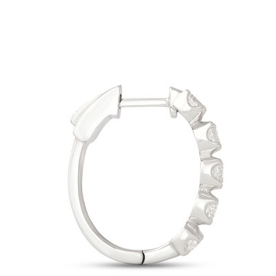 Oval Diamond Hoops, 2 Carat Total Weight, 14K White Gold