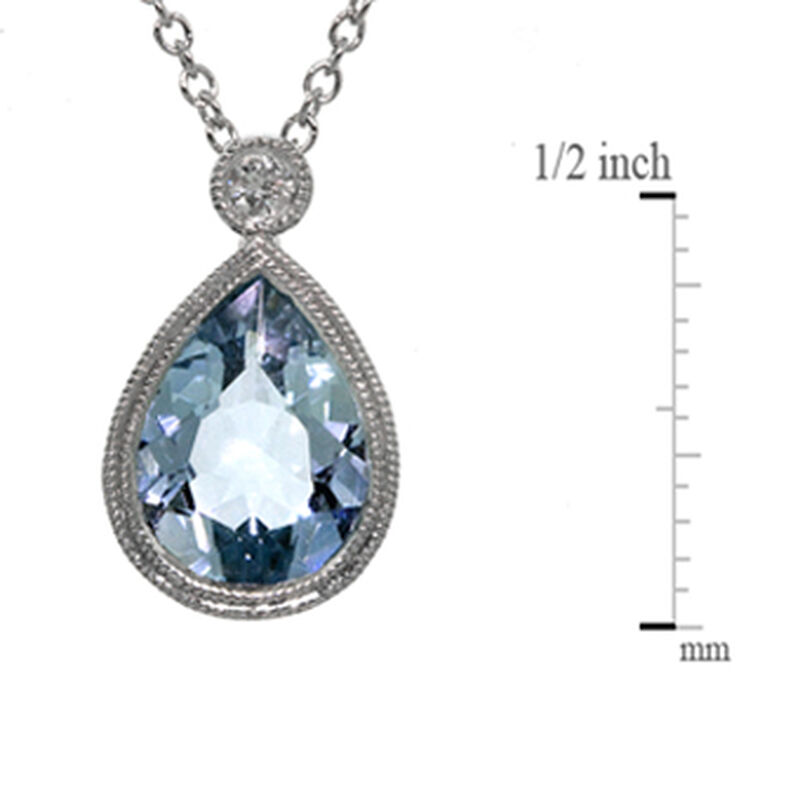 Aquamarine & Diamond Pendant 14K image number 3