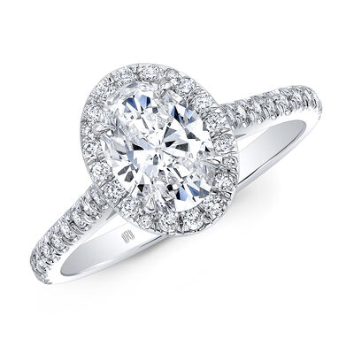 Rahaminov Oval Diamond Engagement Ring, 18K White Gold