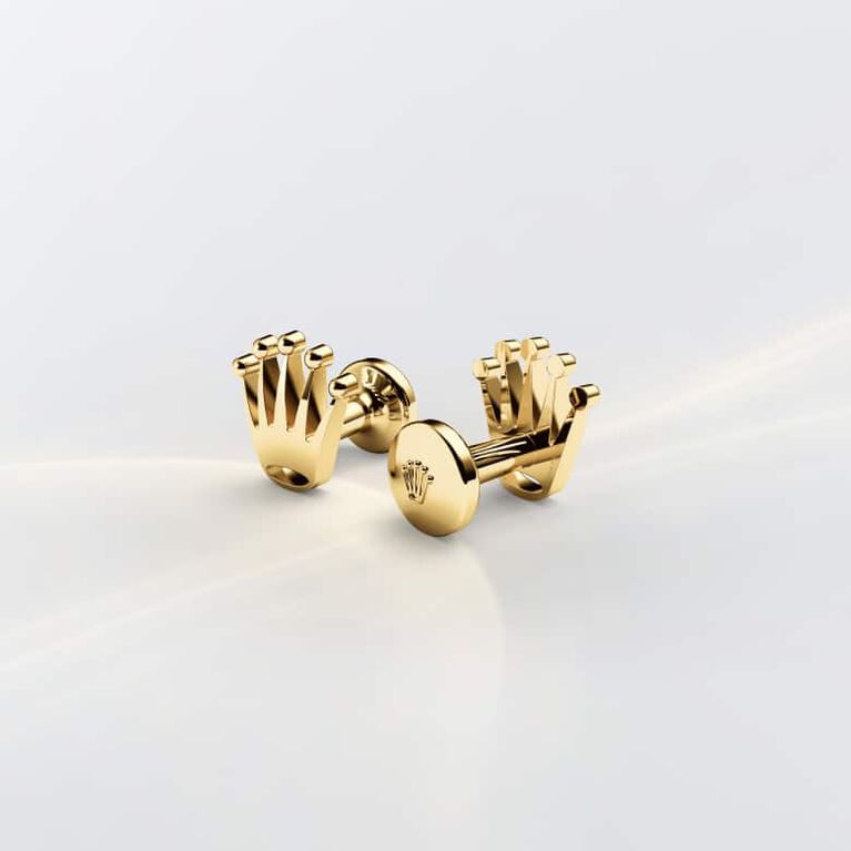 Rolex Crown cufflinks, 18 kt yellow gold, A1018